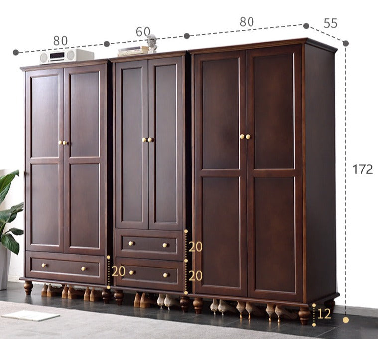 CARR COURTYARD Scandinavian American Full Solid Wood Wardrobe