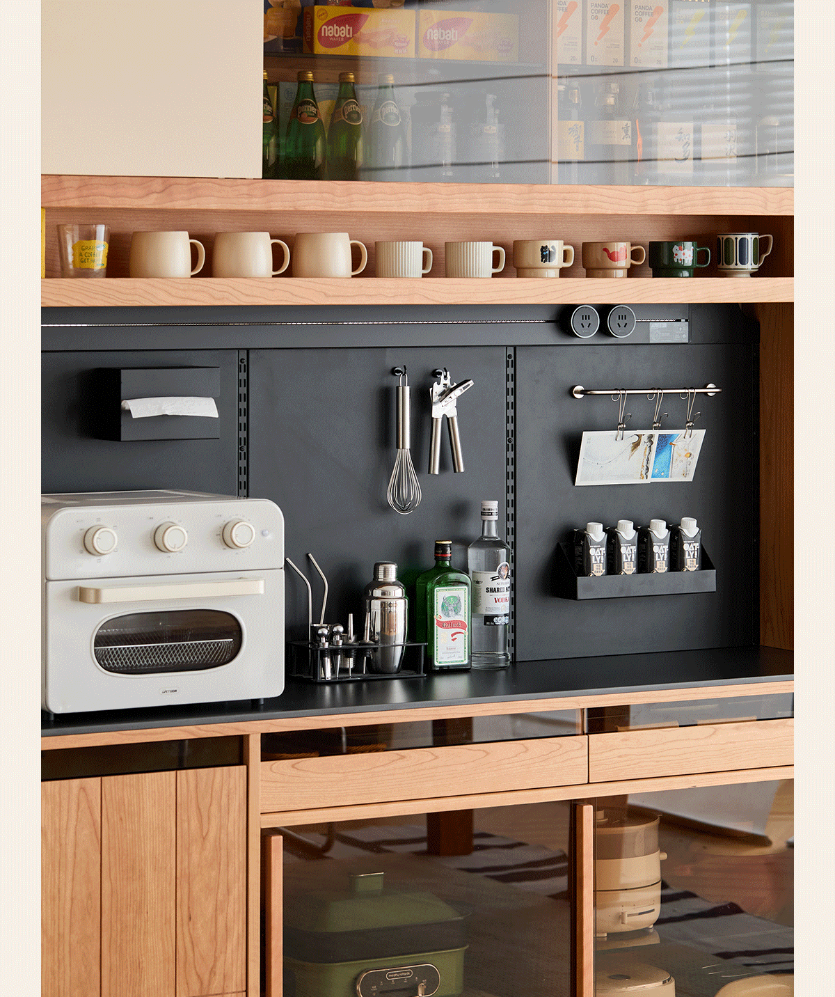 Scandinavian Cherry Wood Sintered Stone Side Cabinet TIMELESS