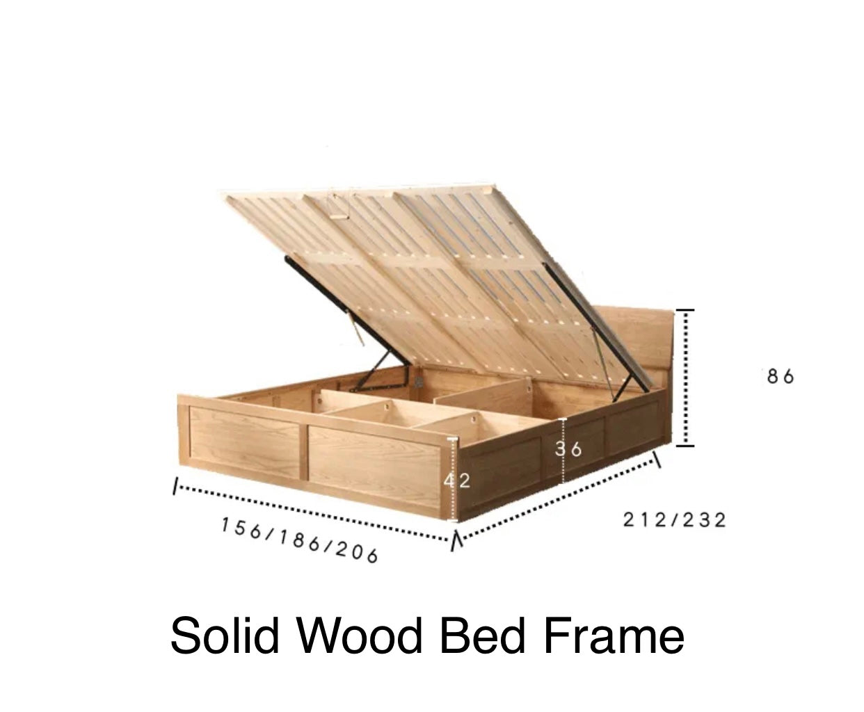 ROWAN MATEO Nordic Wooden Storage Bed Pure Solid Wood