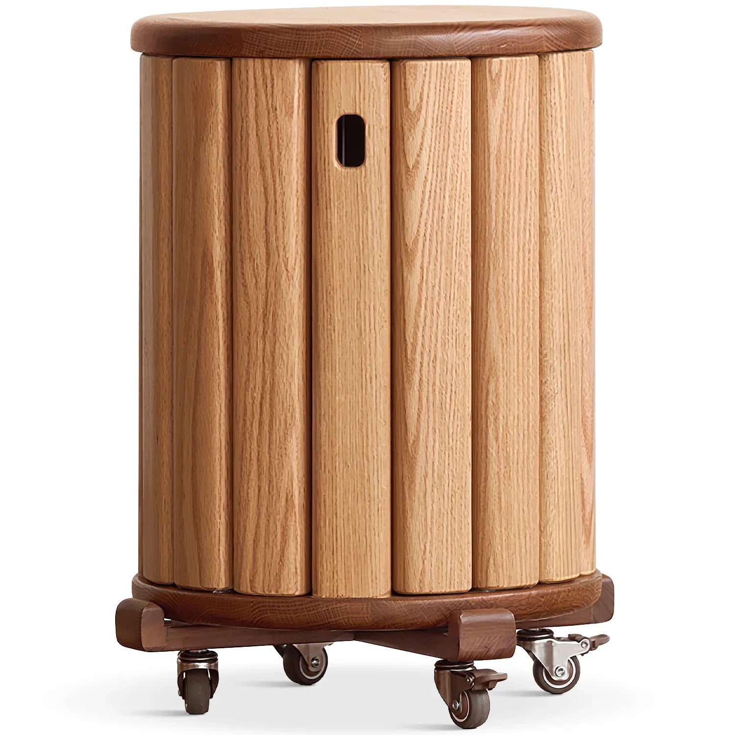 Scandinavian Oak Wood Stackable Stool With Wheels FRIDAY