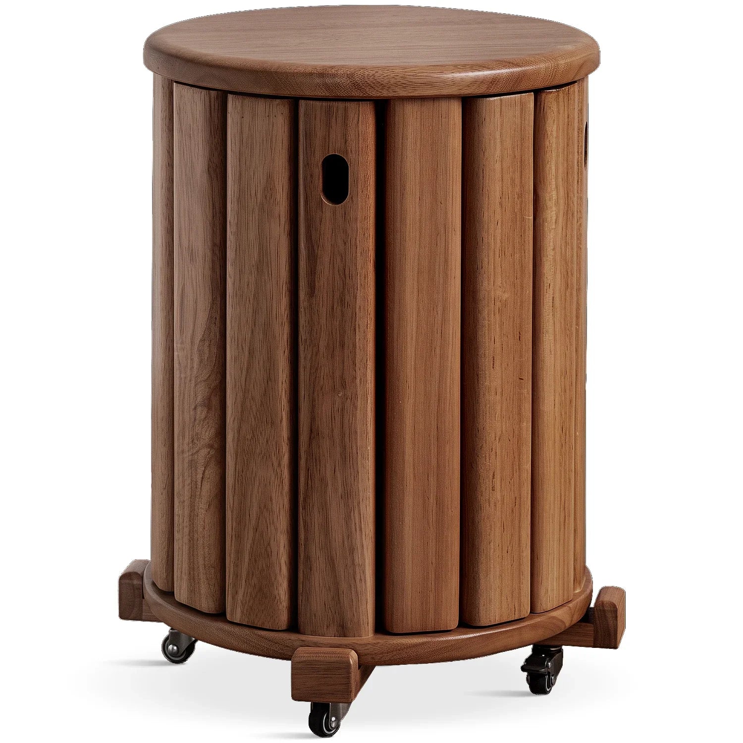 Japandi Rubber Wood Stackable Stool With Wheels FRIDAY