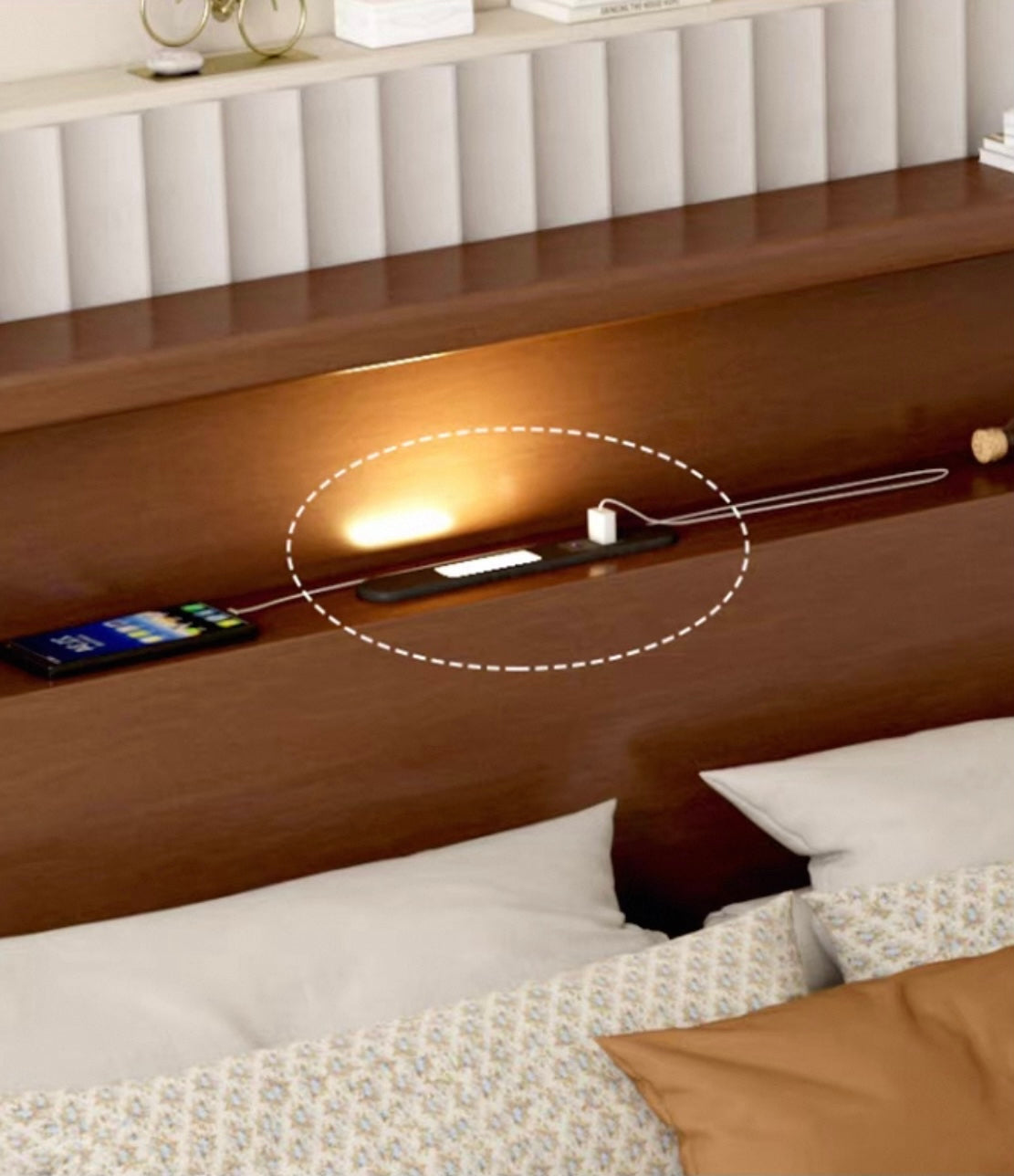 ASAPH HILTON CELINE American Solid Wood Walnut Multi Shelf Bed Frame Nordic Style Hydraulic Drawer Box Option