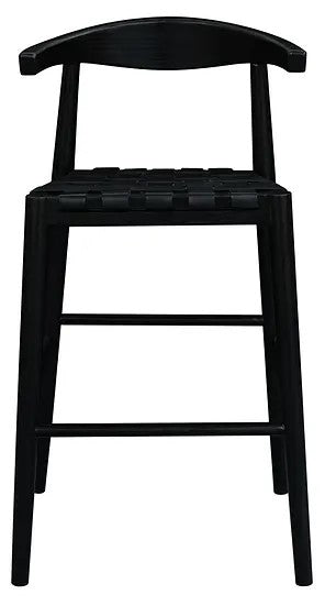 Elliot Teak Barstool with Genuine Leather BR 091 NKLH (WN) (Black) min 2