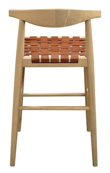 Elliot Teak Barstool with Genuine Leather BR 091 NKLH (WN) (Black) min 2