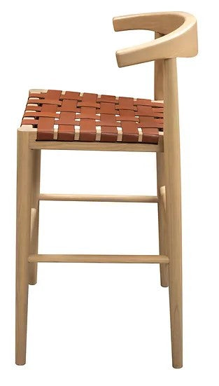 Elliot Teak Barstool with Genuine Leather BR 091 NKLH (WN) (Black) min 2