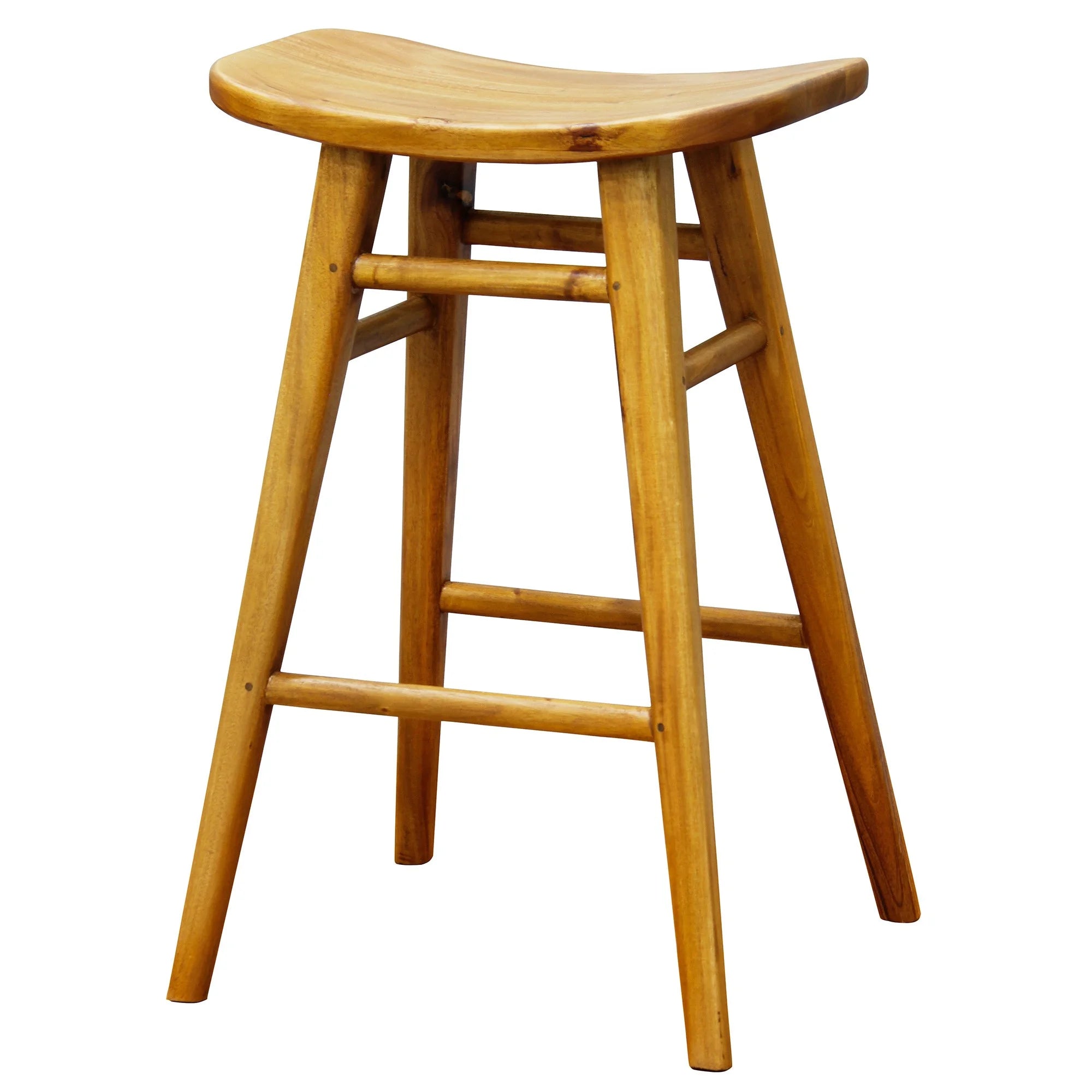 MP Amst Solid Teak Timber 68cm Oval Bar Stool, TEK168 BR 068 OV