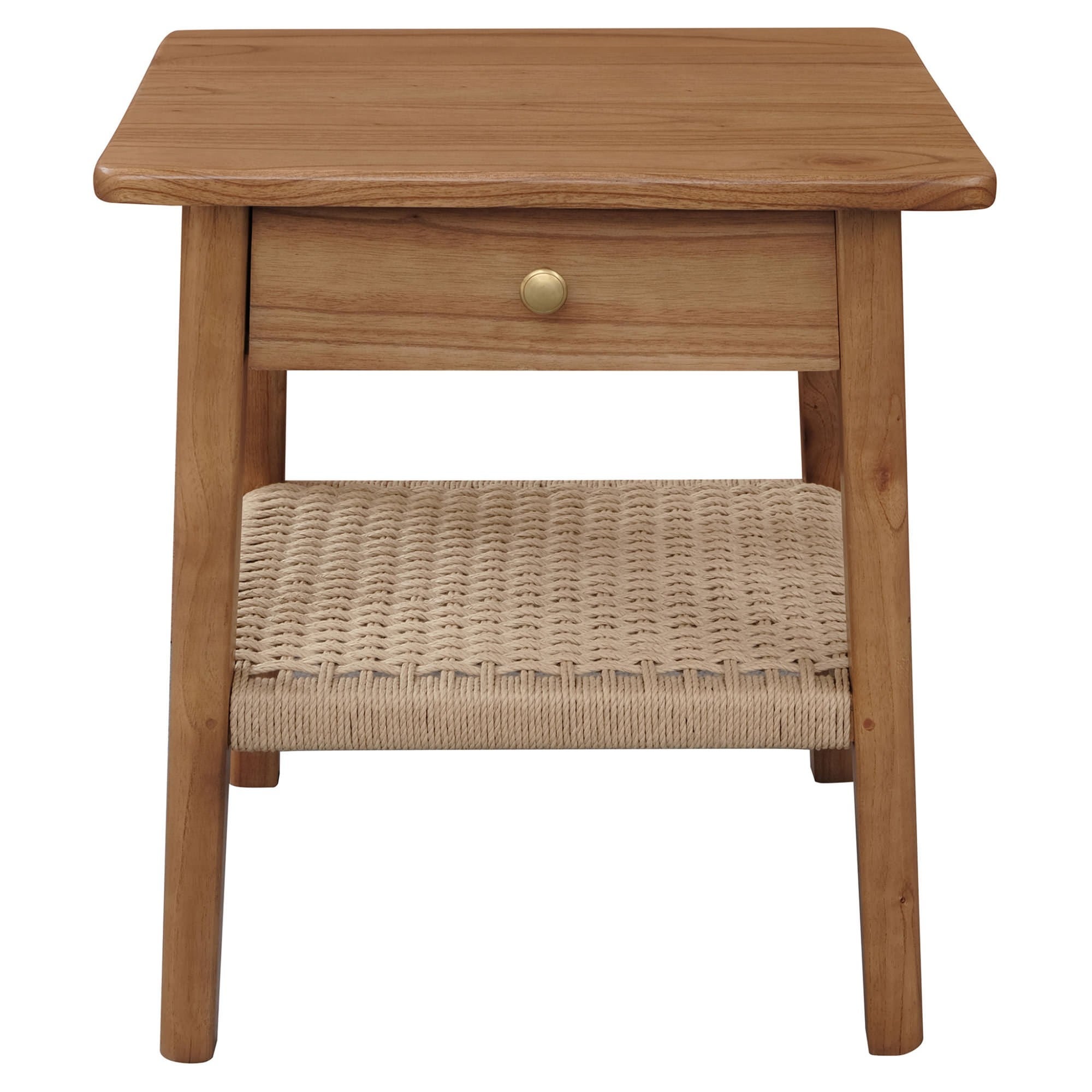 Kelly Mindi Wood & Cord Bedside Table, Almond