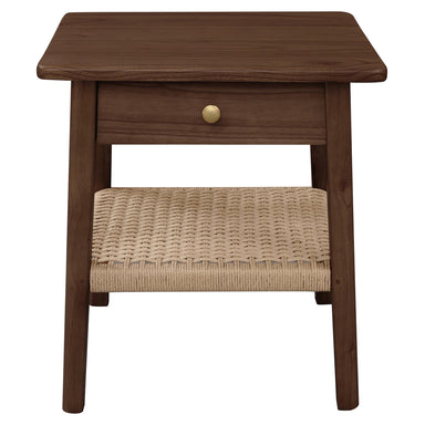 Kelly Mindi Wood & Cord Bedside Table, Walnut