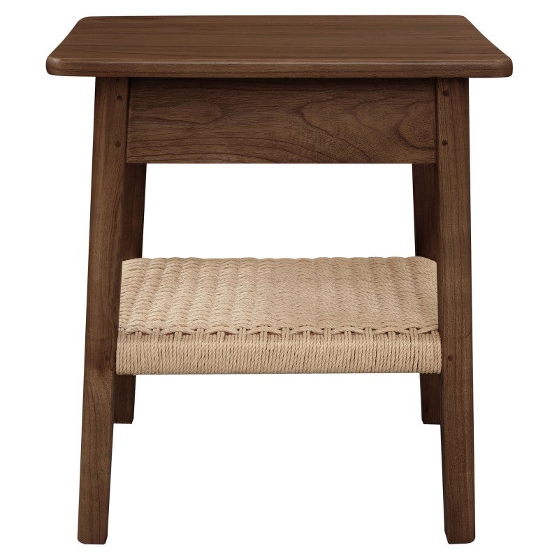 Kelly Mindi Wood & Cord Bedside Table, Walnut