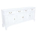 Queen Anna Solid Teak Wood Timber 4 Door 4 Drawer 200cm French Buffet Sideboard Table - TEK168 SB 404 QA WH_1 ( White  Colour )
