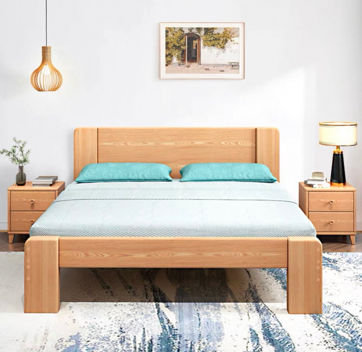 ANAYA COURTYARD Japandi Design American Solid Wood Bed Frame Single Super Queen King Size