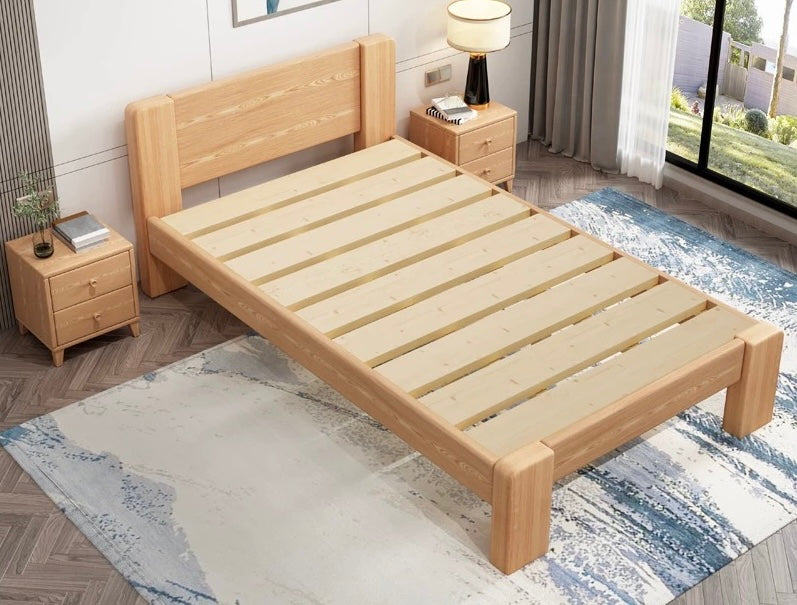 ANAYA COURTYARD Japandi Design American Solid Wood Bed Frame Single Super Queen King Size