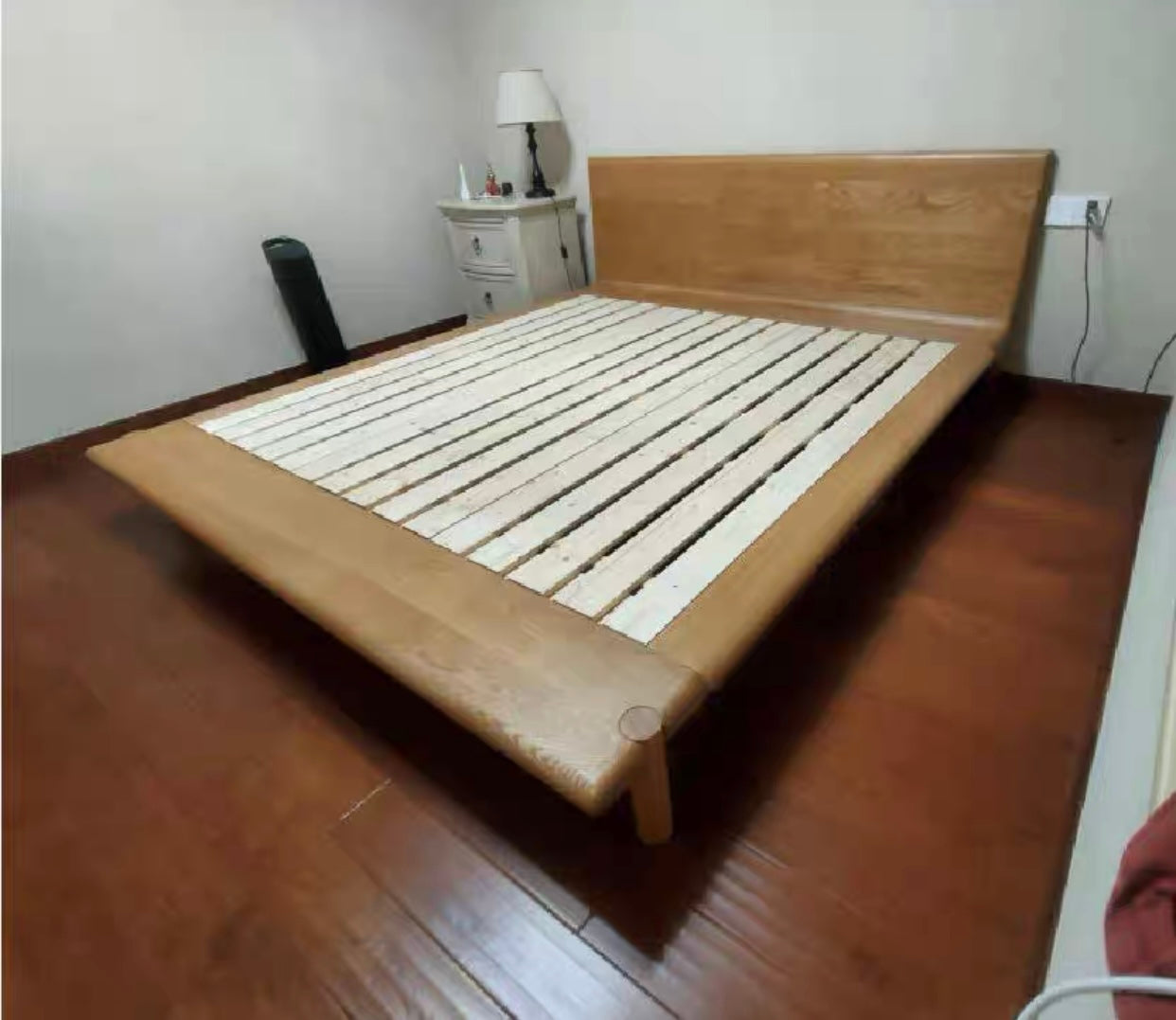 Kinley Modern Japanese style Solid Wood Bed Frame White Oak or Black Walnut Nordic