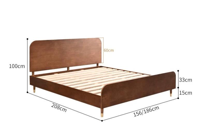 REGINA SHERATON Solid Wood Bed Frame Scandinavian Modern Bedroom Walnut Grey Black Colour