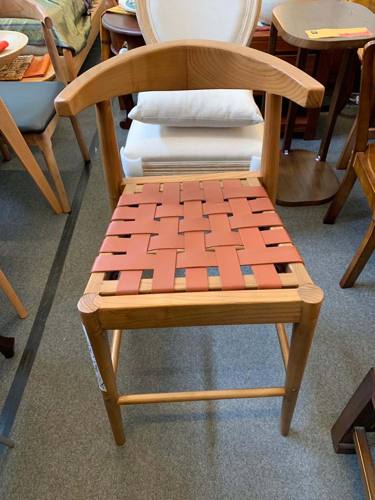 Elliot Teak Barstool with Genuine Leather BR 091 NKLH (WN) (Black) min 2