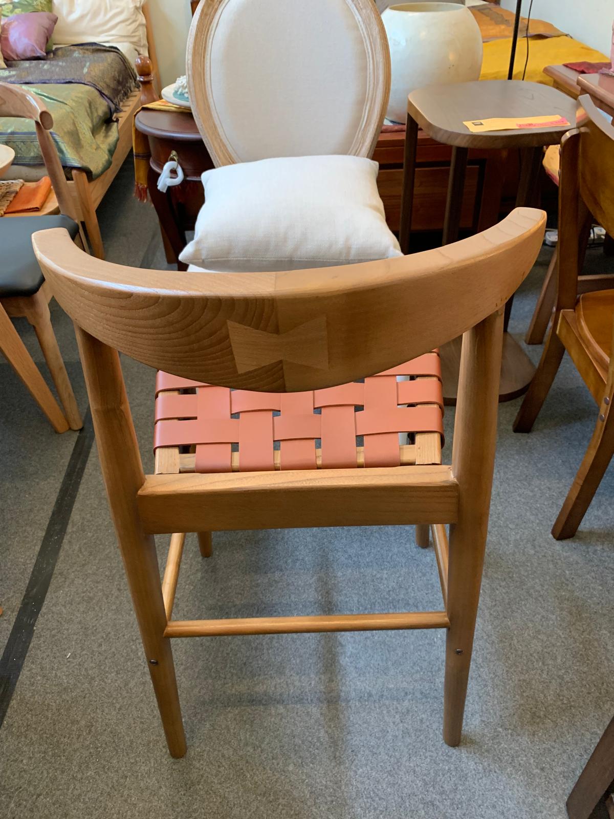 Elliot Teak Barstool with Genuine Leather BR 091 NKLH (WN) (Black) min 2