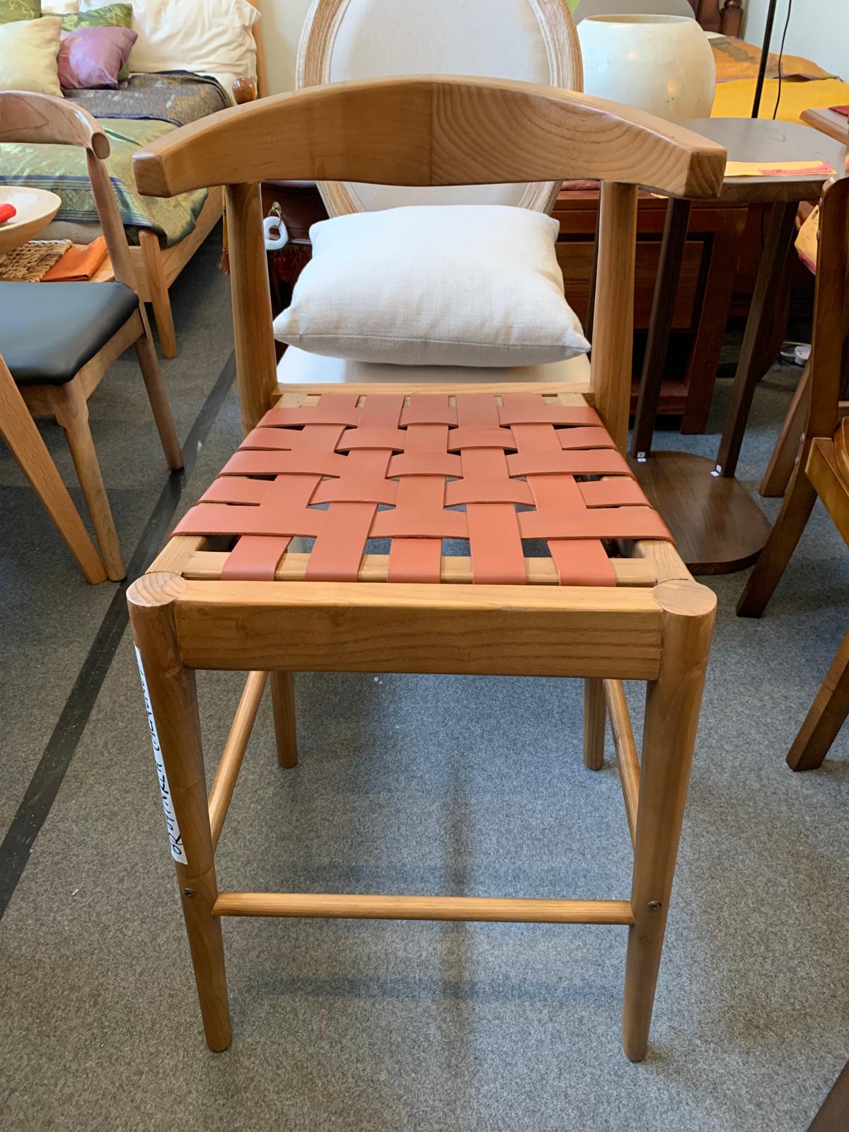 Elliot Teak Barstool with Genuine Leather BR 091 NKLH (WN) (Black) min 2