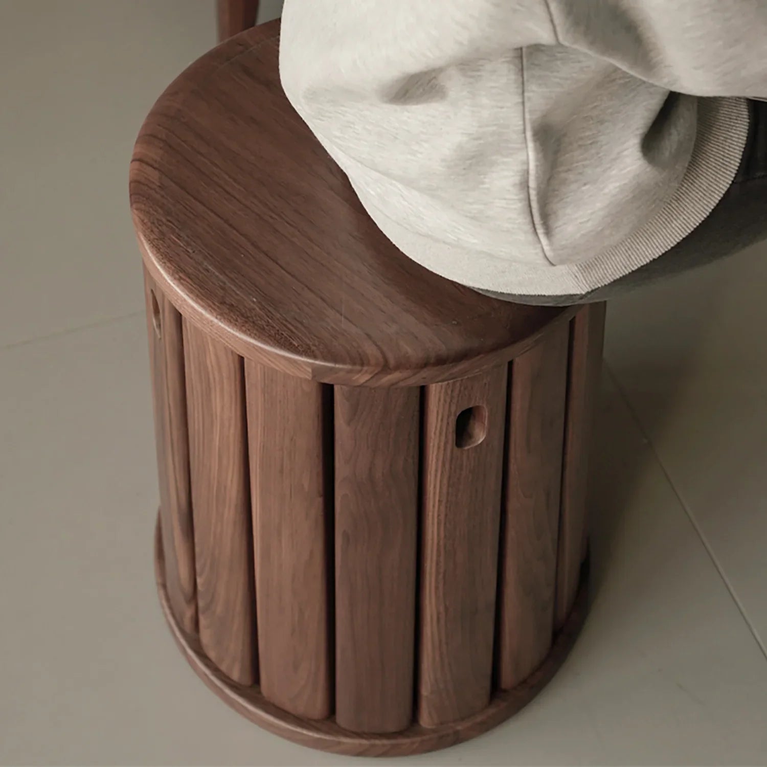 Japandi Rubber Wood Stackable Stool With Wheels FRIDAY