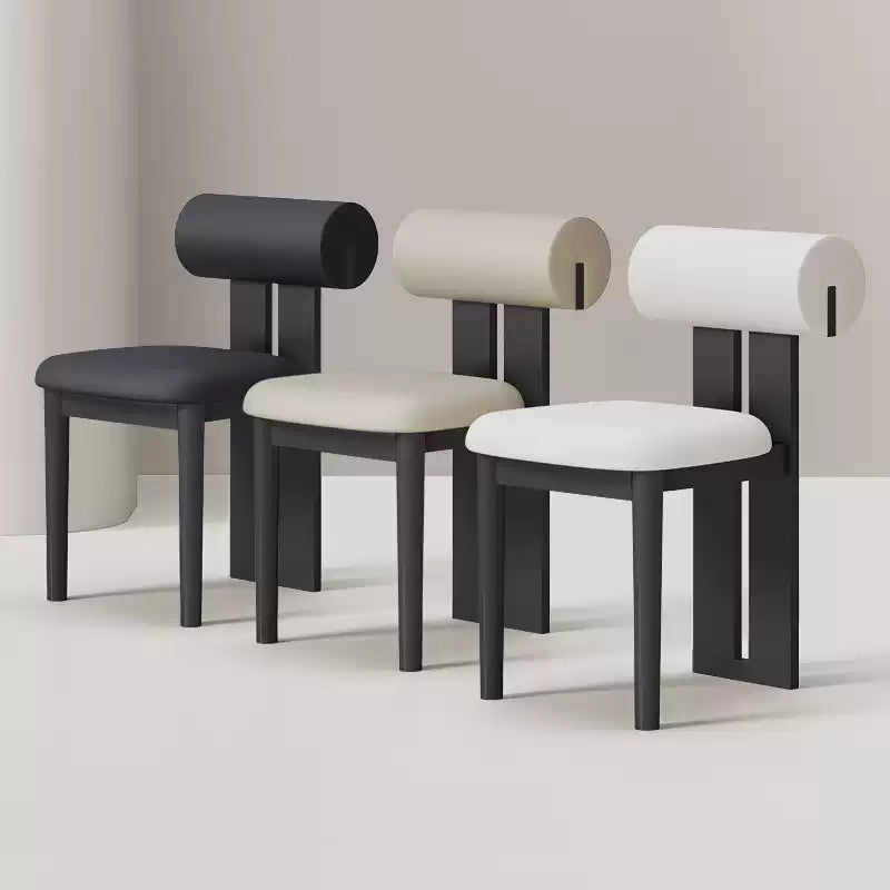 Solid wood dining chair home log high-end dining black island chair makeup stool light luxury solid wood dining table chair