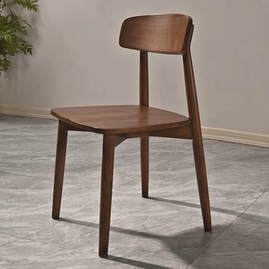 Solid wood dining chair Nordic dining chair dining chair stool simple backrest chair walnut color home chair all solid wood chair