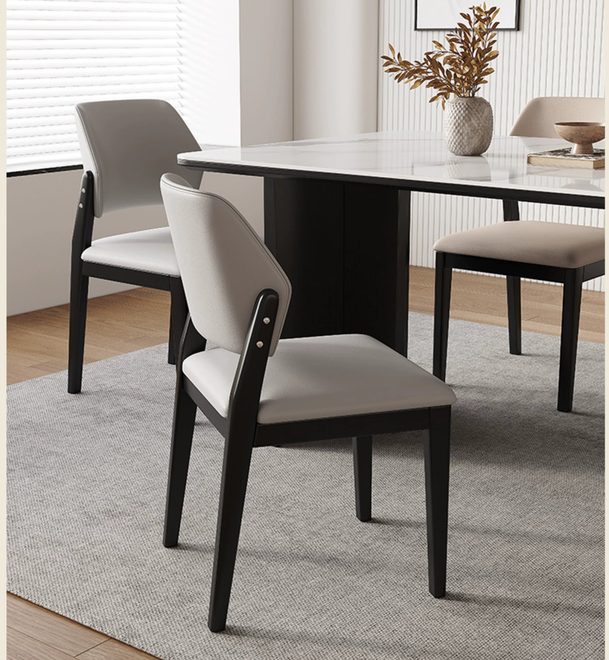 DAYA SHERATON American Solid Wood Leatherette Upholstered Nordic Style Dining Chair