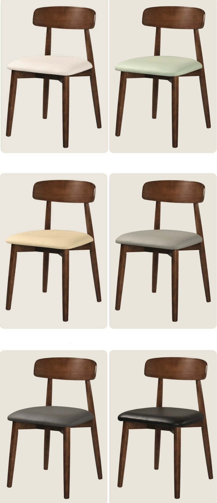 Solid wood dining chair Nordic dining chair dining chair stool simple backrest chair walnut color home chair all solid wood chair