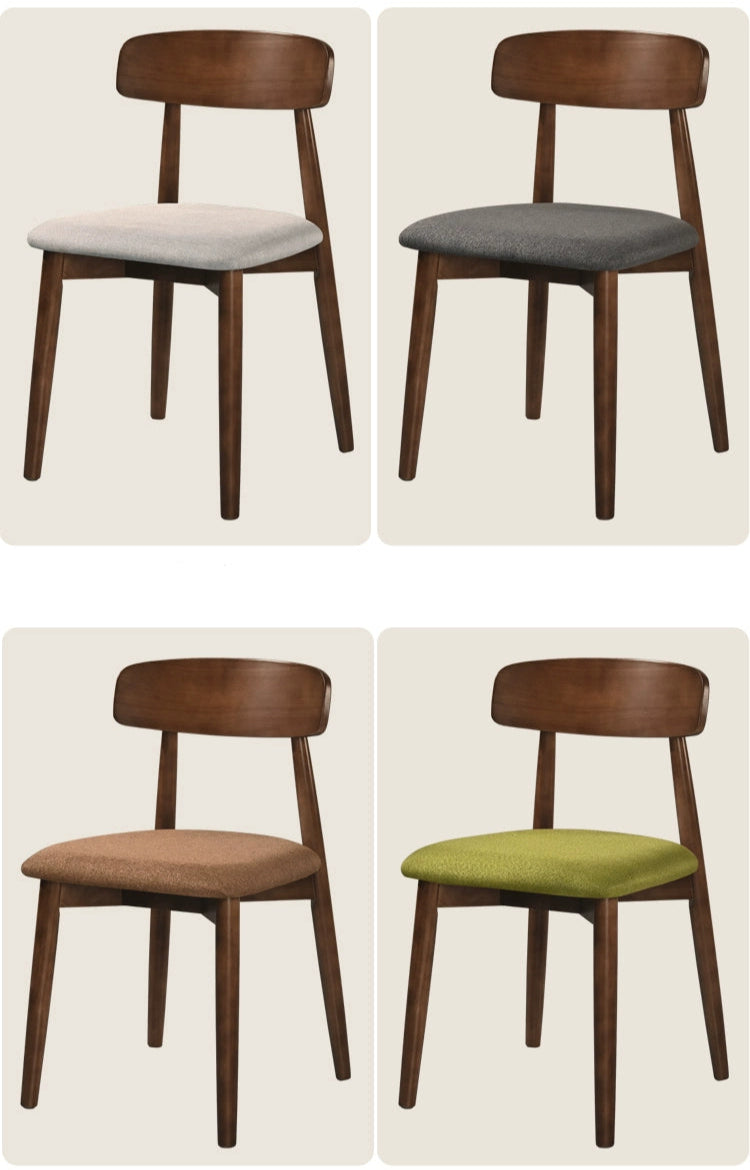 Solid wood dining chair Nordic dining chair dining chair stool simple backrest chair walnut color home chair all solid wood chair