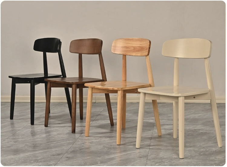 Solid wood dining chair Nordic dining chair dining chair stool simple backrest chair walnut color home chair all solid wood chair