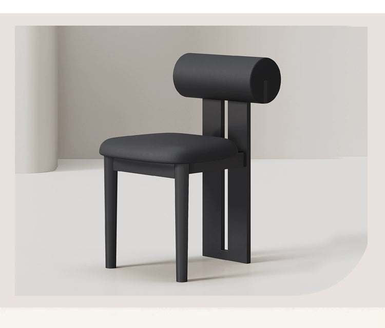 Solid wood dining chair home log high-end dining black island chair makeup stool light luxury solid wood dining table chair