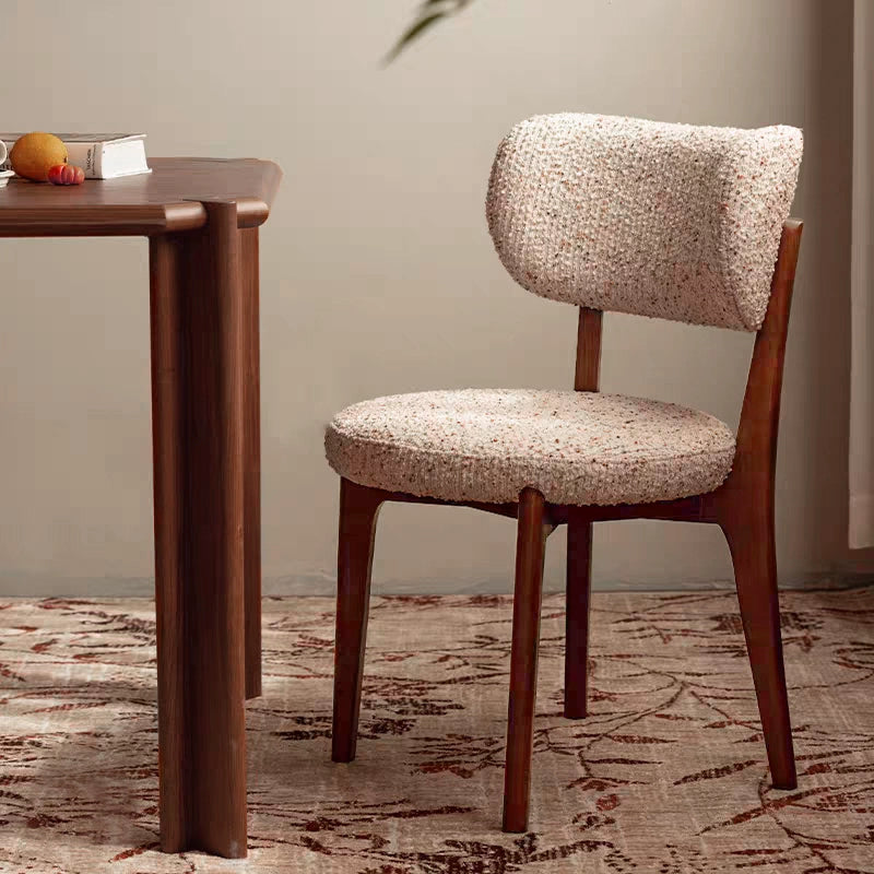 Solid wood dining chair modern simple cotton and linen home dining chair makeup chair lily chair back chair solid wood dining table dining chair