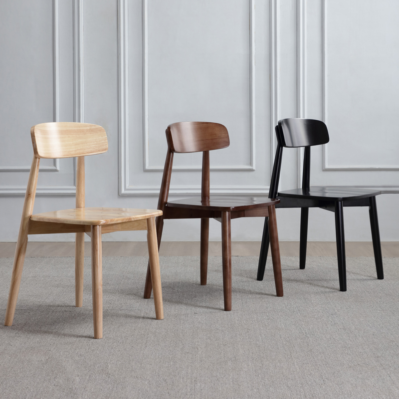Solid wood dining chair Nordic dining chair dining chair stool simple backrest chair walnut color home chair all solid wood chair