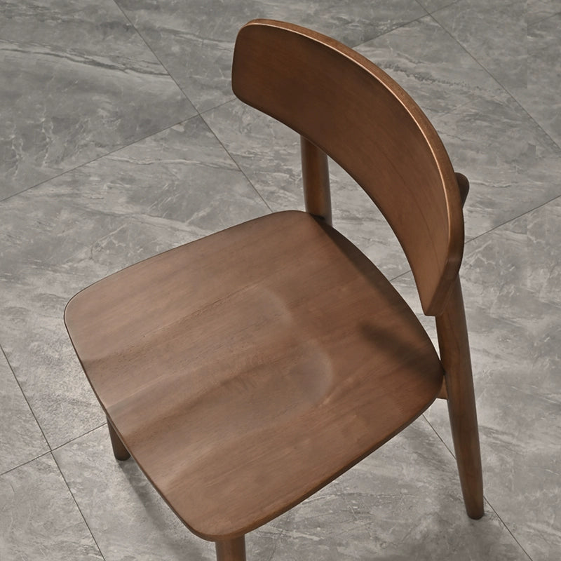Solid wood dining chair Nordic dining chair dining chair stool simple backrest chair walnut color home chair all solid wood chair