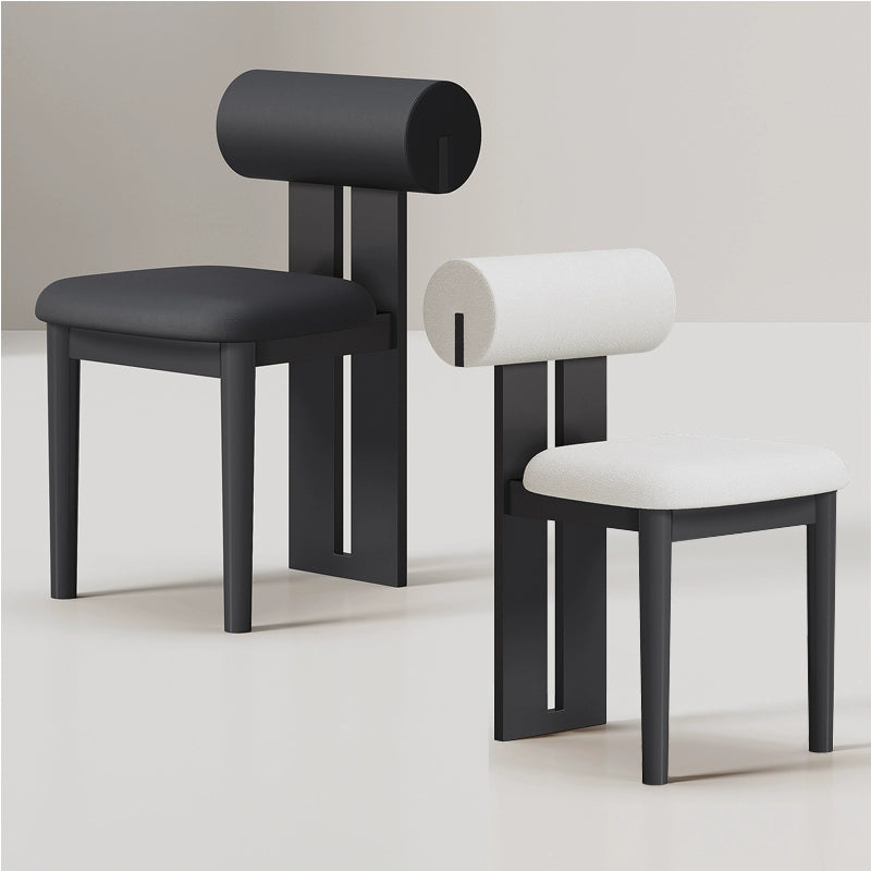 Solid wood dining chair home log high-end dining black island chair makeup stool light luxury solid wood dining table chair