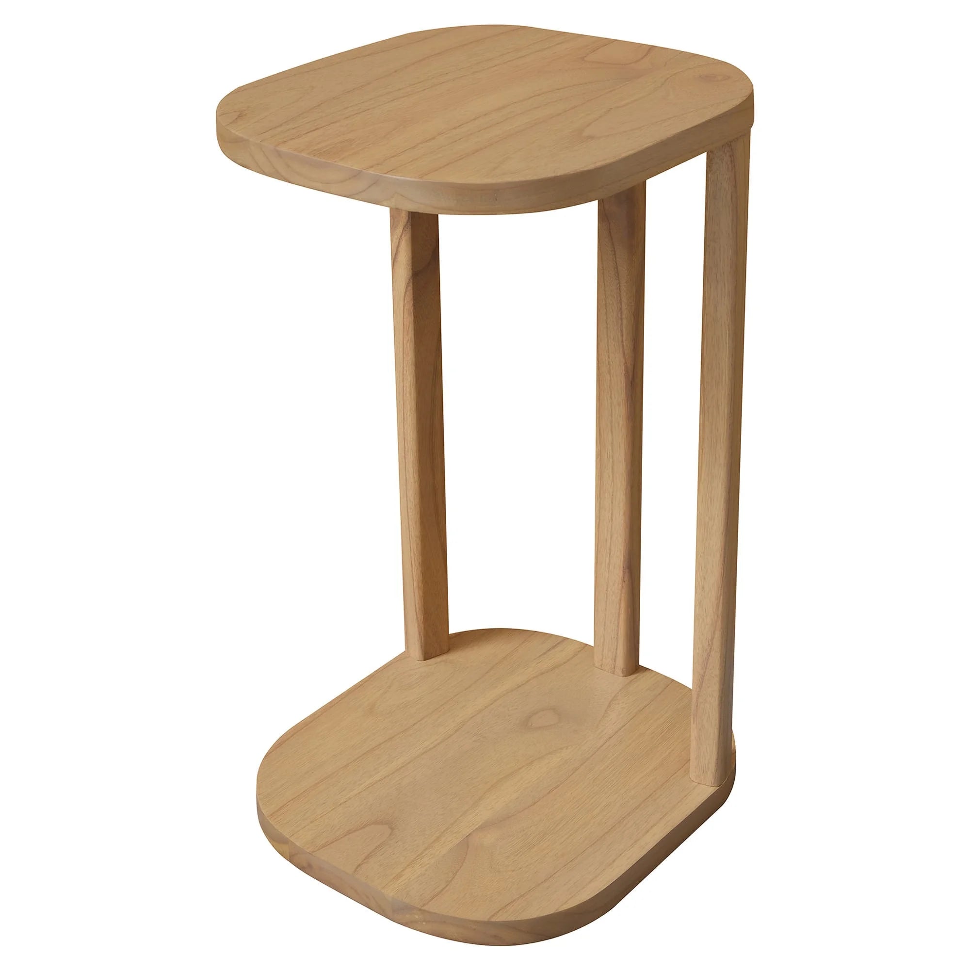 Oslo Teaki Wood C-shape Side Table, Natural Color