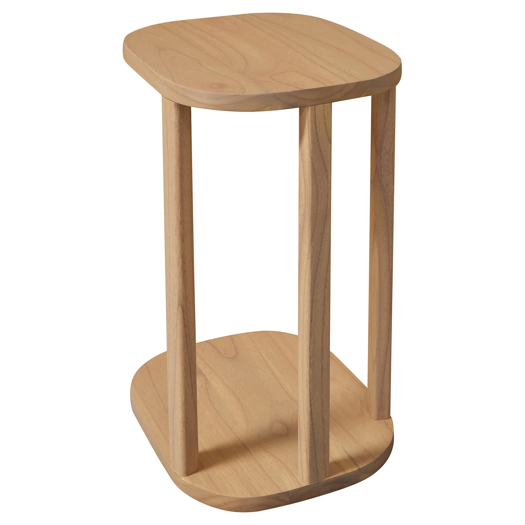 Oslo Teaki Wood C-shape Side Table, Natural Color