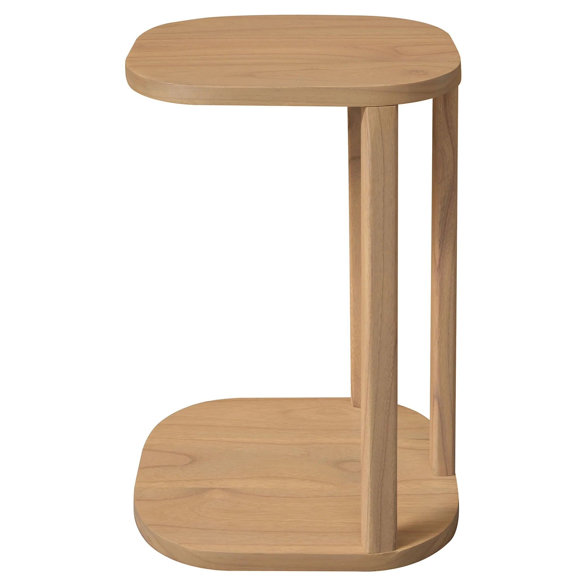 Oslo Teaki Wood C-shape Side Table, Natural Color