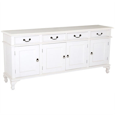 Queen Anna Solid Teak Wood Timber 4 Door 4 Drawer 200cm French Buffet Sideboard Table - TEK168 SB 404 QA WH_1 ( White  Colour )
