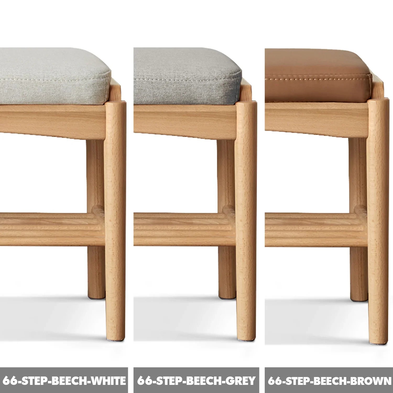 Scandinavian Beech Wood Mixed Weave Fabric Bench STEP