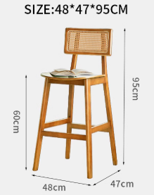 VIVEKA EMBASSY Scandinavian Nordic Japandi Style Classic American Solid Wood Rattan High Chair