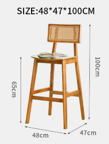 VIVEKA EMBASSY Scandinavian Nordic Japandi Style Classic American Solid Wood Rattan High Chair