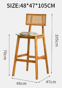 VIVEKA EMBASSY Scandinavian Nordic Japandi Style Classic American Solid Wood Rattan High Chair