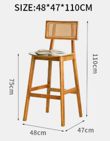 VIVEKA EMBASSY Scandinavian Nordic Japandi Style Classic American Solid Wood Rattan High Chair