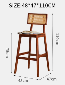 VIVEKA EMBASSY Scandinavian Nordic Japandi Style Classic American Solid Wood Rattan High Chair