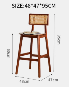 VIVEKA EMBASSY Scandinavian Nordic Japandi Style Classic American Solid Wood Rattan High Chair