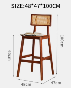 VIVEKA EMBASSY Scandinavian Nordic Japandi Style Classic American Solid Wood Rattan High Chair