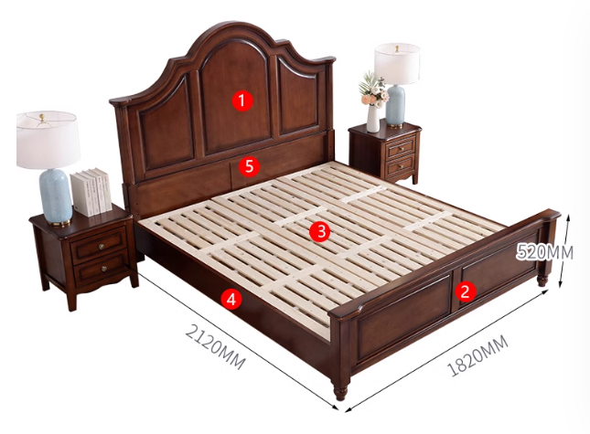 TORMUND HILTON Classic American Solid Wood Multimodal King Sized Bed Frame Colonial Style