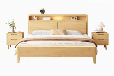 BENSON HILTON Nordic Design Economic Price American Solid Wood Bed Frame Storage Hydraulic Drawers Option