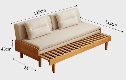 BUCKLEY SHERATON Scandinavian Style American Solid Wood Daybed Chaise Lounge Bed Foldable Sofa Bed Frame