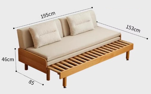 BUCKLEY SHERATON Scandinavian Style American Solid Wood Daybed Chaise Lounge Bed Foldable Sofa Bed Frame