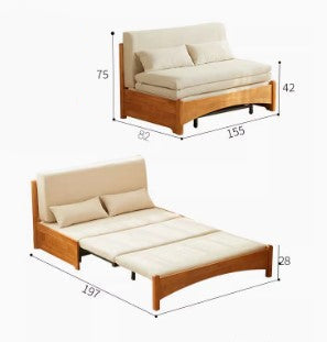 BECCA SHERATON American Solid Wood Extendable Chaise Longue 1 2 Seater Sofa Japandi Style